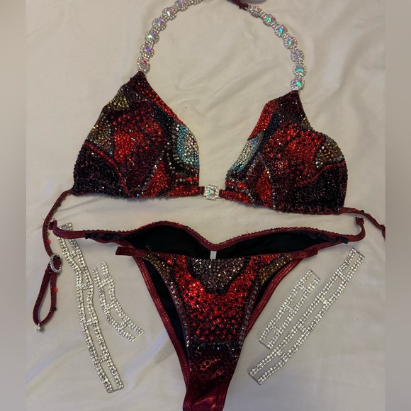 SOLD!!! NPC Muscle Dazzle red Iron Man themed competition suit. Worn once - Picture 3 of 5